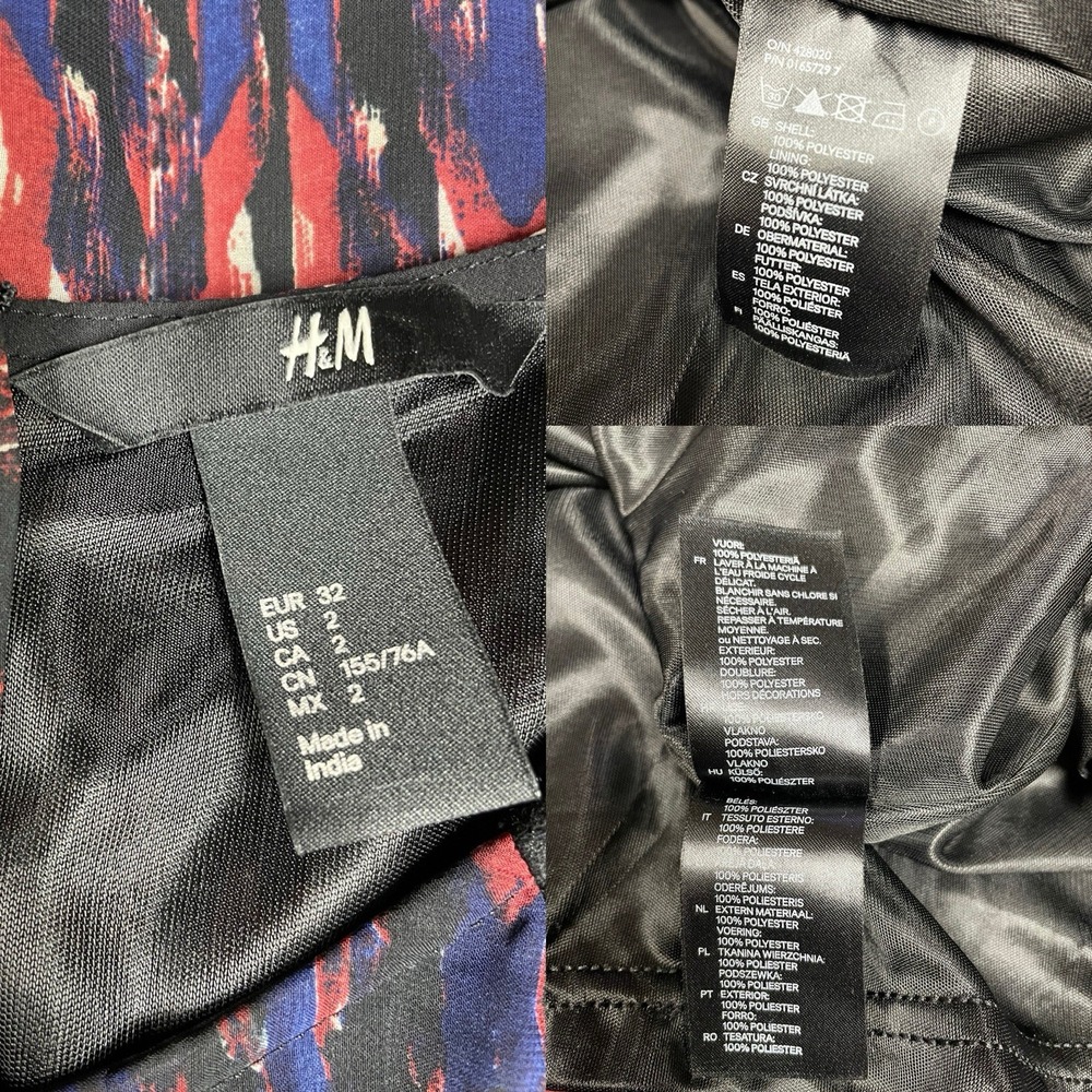 H & M Red Blue Black Lace Ikat Sleeveless Maxi Dress Pleats Slits Boho Artsy 2 - Picture 7 of 11